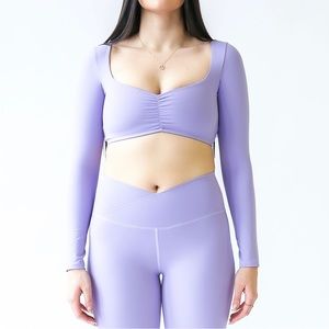 Micro Cropped top, cinched lavender purple sports top